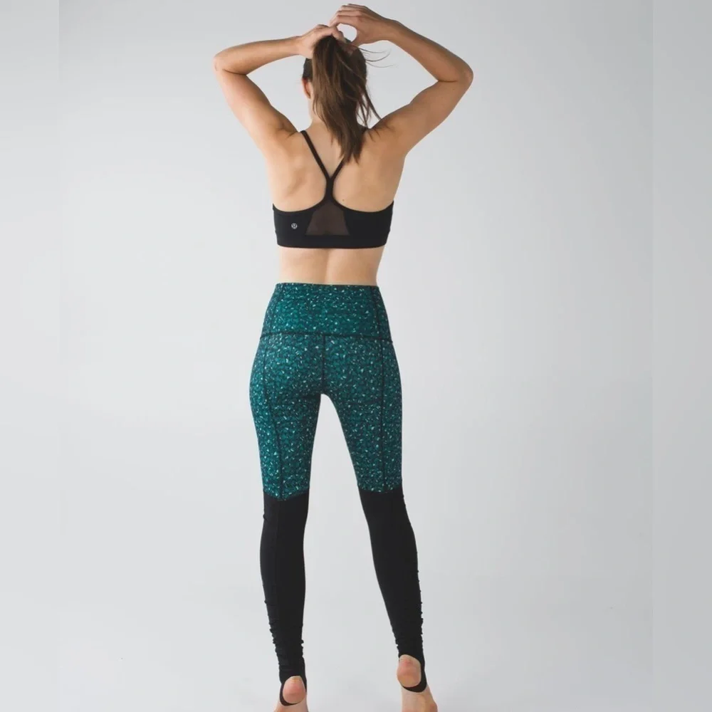 lululemon | Women's Wunder Under Stirrup Leggings Size 6 Black Teal